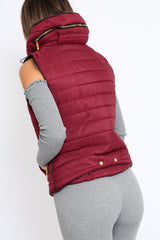 Wine Padded Gilet - Ariella-Jackets