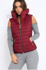Wine Padded Gilet - Ariella-Jackets