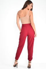 Wine Paper Bag Cargo Pocket Trousers - Brette-Trousers
