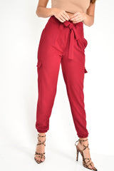 Wine Paper Bag Cargo Pocket Trousers - Brette-Trousers