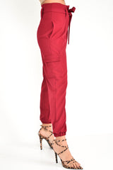 Wine Paper Bag Cargo Pocket Trousers - Brette-Trousers