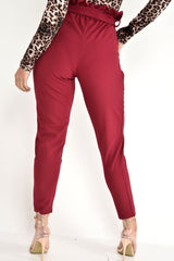 Wine Paper Bag Tie Waist Cigarette Trousers - Karmen-Trousers