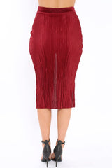 Wine Pleated Wrap Over Skirt - Monica-Skirts