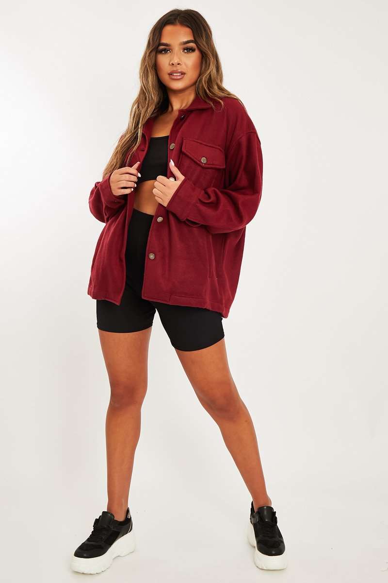 Wine Pocket Oversized Brushed Shacket - Caley-Shacket