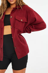 Wine Pocket Oversized Brushed Shacket - Caley-Shacket