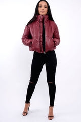 Wine Puffer Coat - Alyssa-Coats