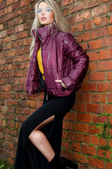 Wine Puffer Coat - Alyssa-Coats