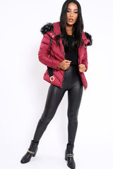 Wine Quilted Coat - Poppie-Coats