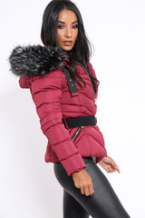 Wine Quilted Coat - Poppie-Coats