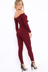 Wine Ribbed Knit Co-ord - Luna-Co-ords