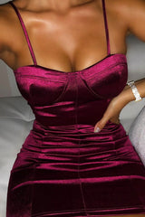 Wine Satin Cup Detail Bodycon Mini Dress - Addison-Dresses