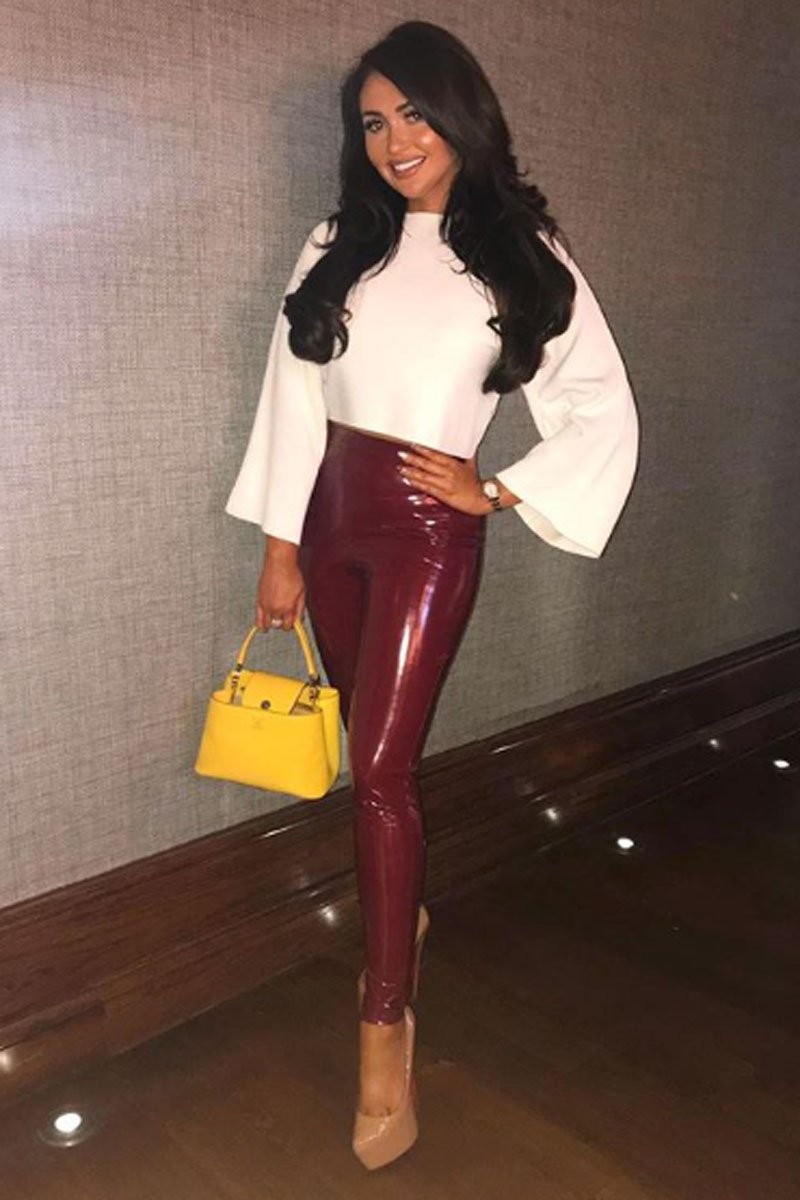 Wine Shiny Vinyl PU Leggings - Rio-Trousers