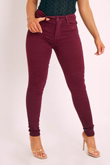 Wine Skinny Stretch Denim Jeans - Maeva-Jeans