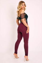 Wine Skinny Stretch Denim Jeans - Maeva-Jeans