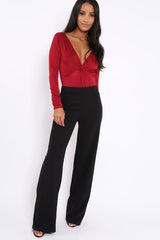 Wine Slinky Twist Front Bodysuit - Gretchen-Bodysuits