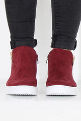 Wine Suede High Top Trainers - Nya-Trainers