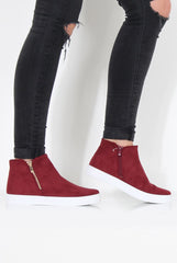 Wine Suede High Top Trainers - Nya-Trainers