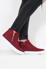 Wine Suede High Top Trainers - Nya-Trainers