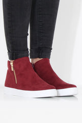 Wine Suede High Top Trainers - Nya-Trainers