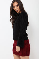 Wine Thick Knit Bodycon Skirt - Kristy-Skirts