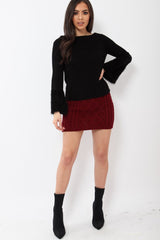 Wine Thick Knit Bodycon Skirt - Kristy-Skirts