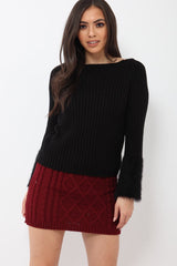 Wine Thick Knit Bodycon Skirt - Kristy-Skirts