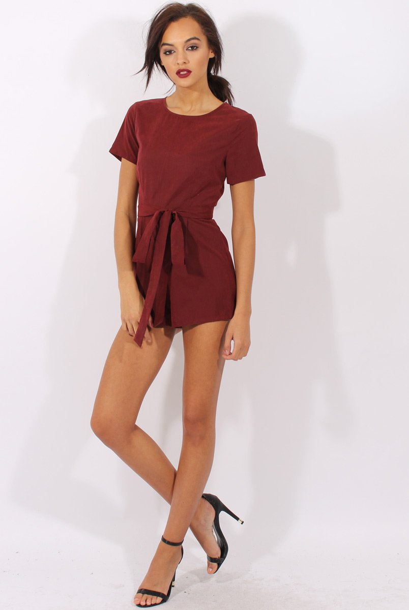 Wine Tie Back Playsuit - Lunah-Playsuits