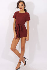 Wine Tie Back Playsuit - Lunah-Playsuits