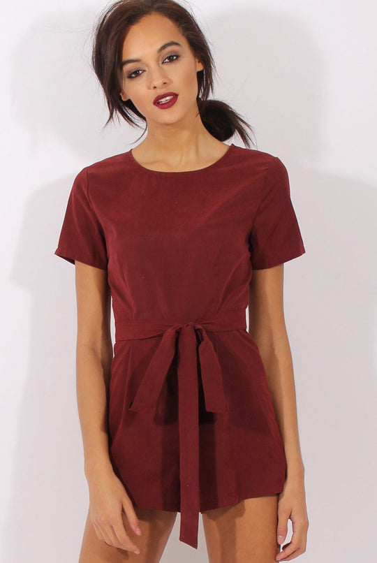 Wine Tie Back Playsuit - Lunah