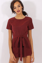Wine Tie Back Playsuit - Lunah-Playsuits