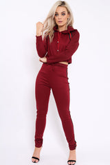 Wine Tracksuit with Khaki and Red Side Stripe - Beatrix-Co-ords