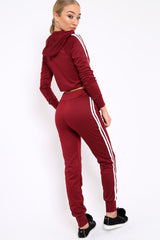 Wine Tracksuit with White Side Stripe - Kady-Co-ords