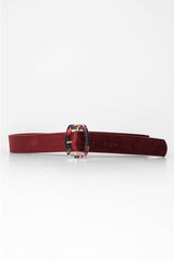 Wine Velvet Floral Clasp Belt - Aaryanna-Belts
