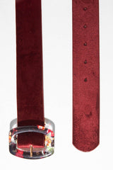 Wine Velvet Floral Clasp Belt - Aaryanna-Belts