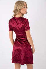 Wine Velvet Lace Up Skater Dress - Taylah-Dresses