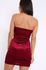 Wine Velvet Ribbed Bodycon Dress - Milani-Dresses