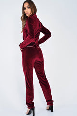 Wine Velvet Tie Front Boiler Jumpsuit - Lallie-Jumpsuits