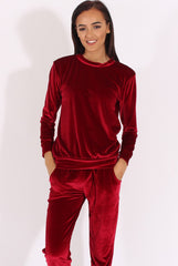 Wine Velvet Tracksuit Liv-Tracksuits