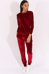 Wine Velvet Tracksuit Liv-Tracksuits