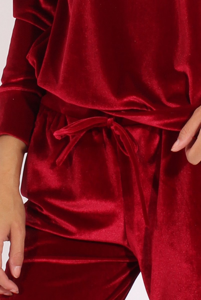 Wine Velvet Tracksuit Liv-Tracksuits