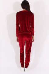 Wine Velvet Tracksuit Liv-Tracksuits