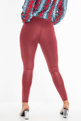 Wine Wet Look High Waist Leggings - Imogen-Leggings