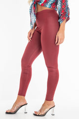 Wine Wet Look High Waist Leggings - Imogen-Leggings