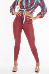 Wine Wet Look High Waist Leggings - Imogen-Leggings