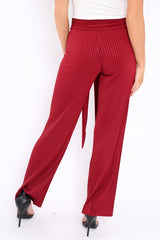 Wine Wide Legged Pleated Trousers - Chantel-Trousers