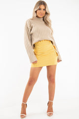 Yellow Blue Check Ruffle Waist Zip Front Skirt - Izzie-Skirts