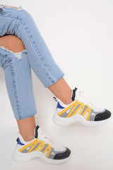 Yellow Blue Detail Chunky Trainers - Kianny-Trainers