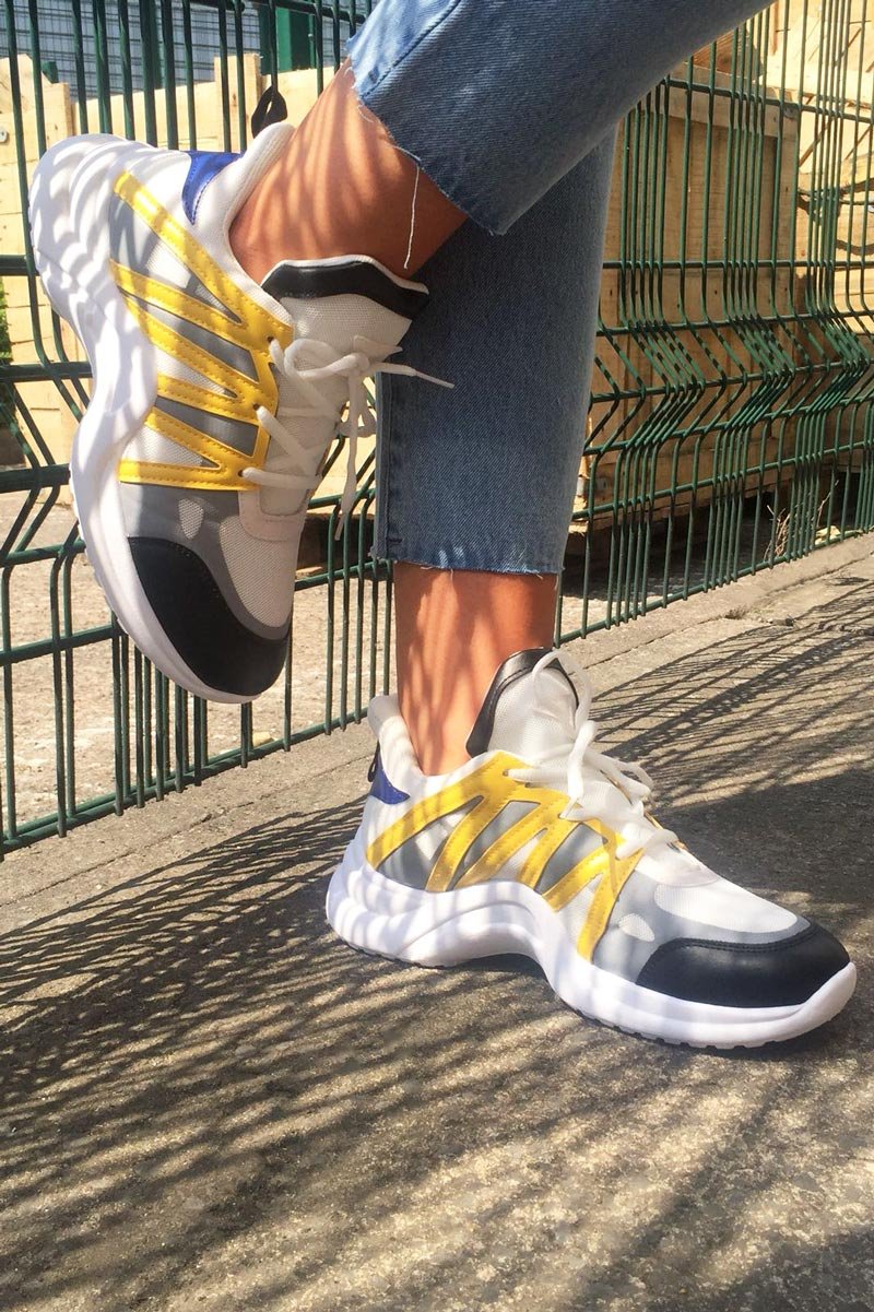 Yellow Blue Detail Chunky Trainers - Kianny-Trainers