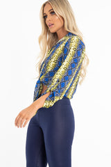 Yellow Blue Snake Oversized Button Down Shirt - Sopha-Shirts