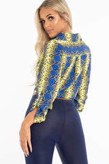 Yellow Blue Snake Oversized Button Down Shirt - Sopha-Shirts